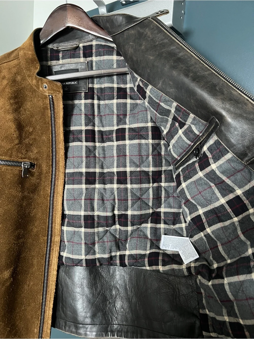 Banana Republic Brown Suede & Black Leather Sleeve Jacket